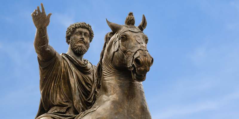 Estatua del emperador romano, Marco Aurelio, montado en un caballo